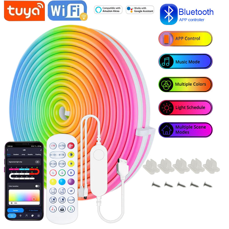 WiFi RGB Neon LED Strip with Alexa & Tuya