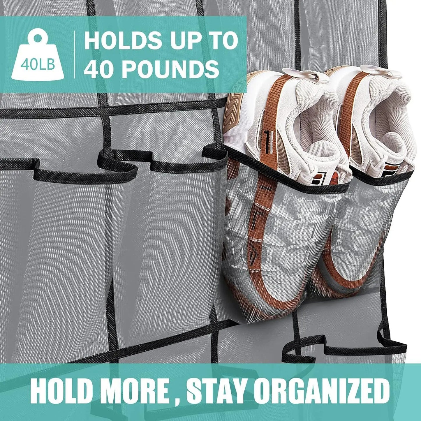 24 Large Mesh Pockets Hanging Shoe Rack